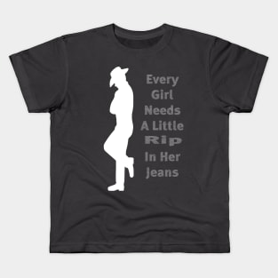 every girl needs a little rip in her jeans Kids T-Shirt